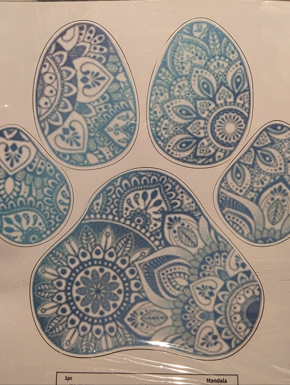 6" Blue Mandala Paw Print Dog Sticker